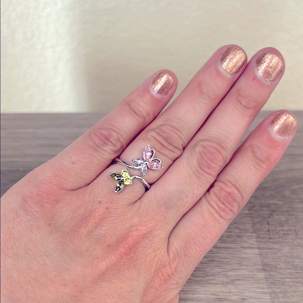 Moissanite Butterfly Ring / Adjustable Size